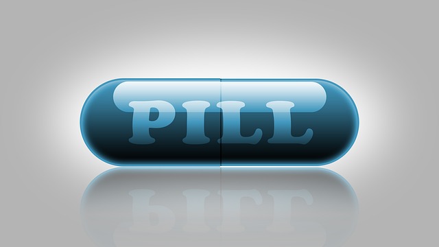 Image shows a blue pill labeled "PILL"